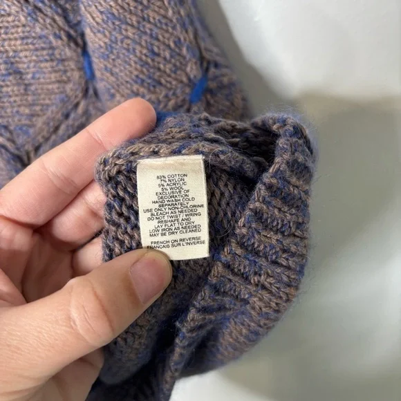 MOTH Open-Knit Short Sleeve Sweater Women’s M/L Brown Blue Textured Cotton Blend - Picture 7 of 7